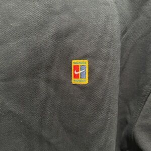 Nike Court Women's Sz M Heritage Hoodie Tennis Black Oversize Crop Dri Fit